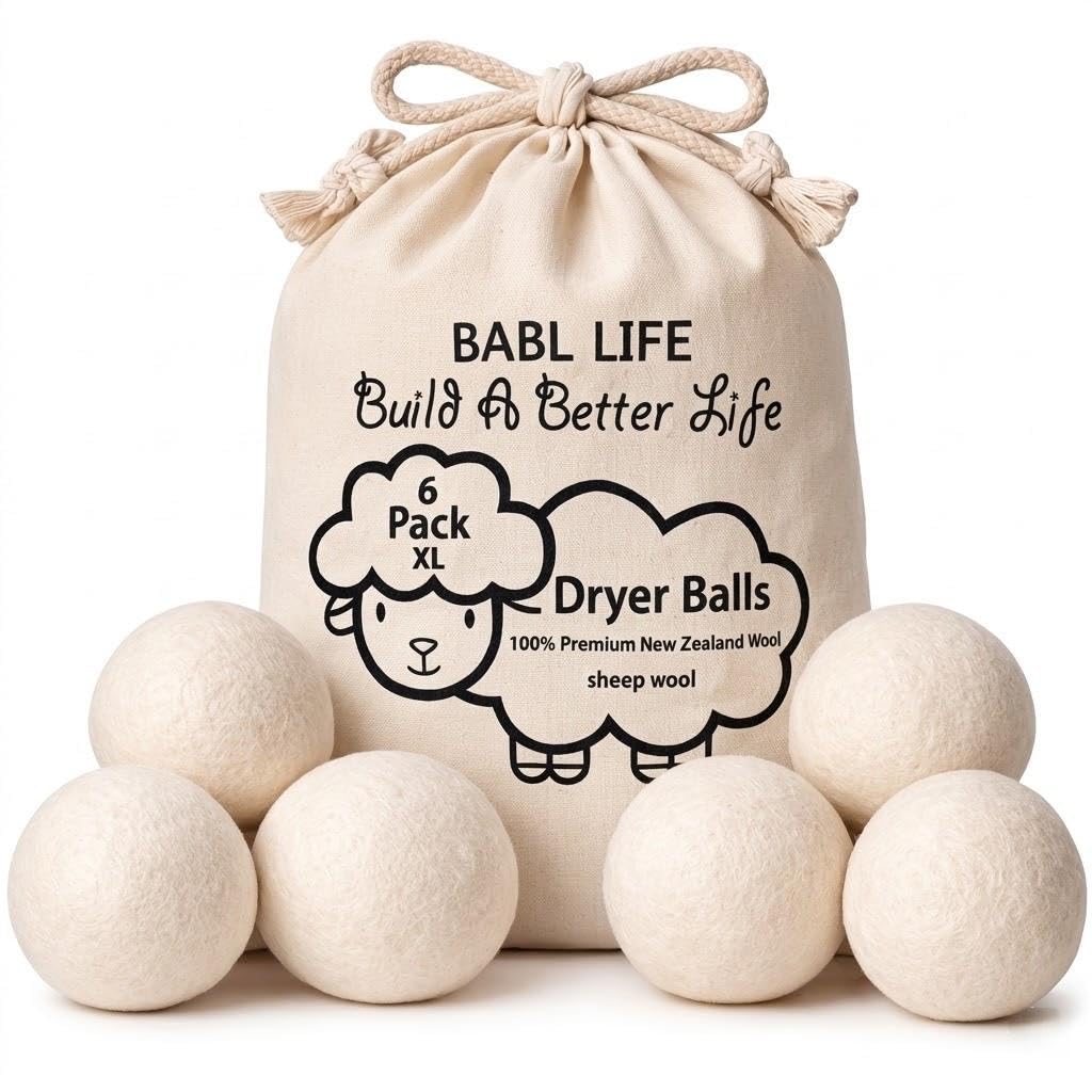 XL Wool Dryer Balls, New Zealand Wool, 6 Pack