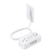 TROND Flat Plug Surge Protector Power Bar with 4 USB, 5 ft, White