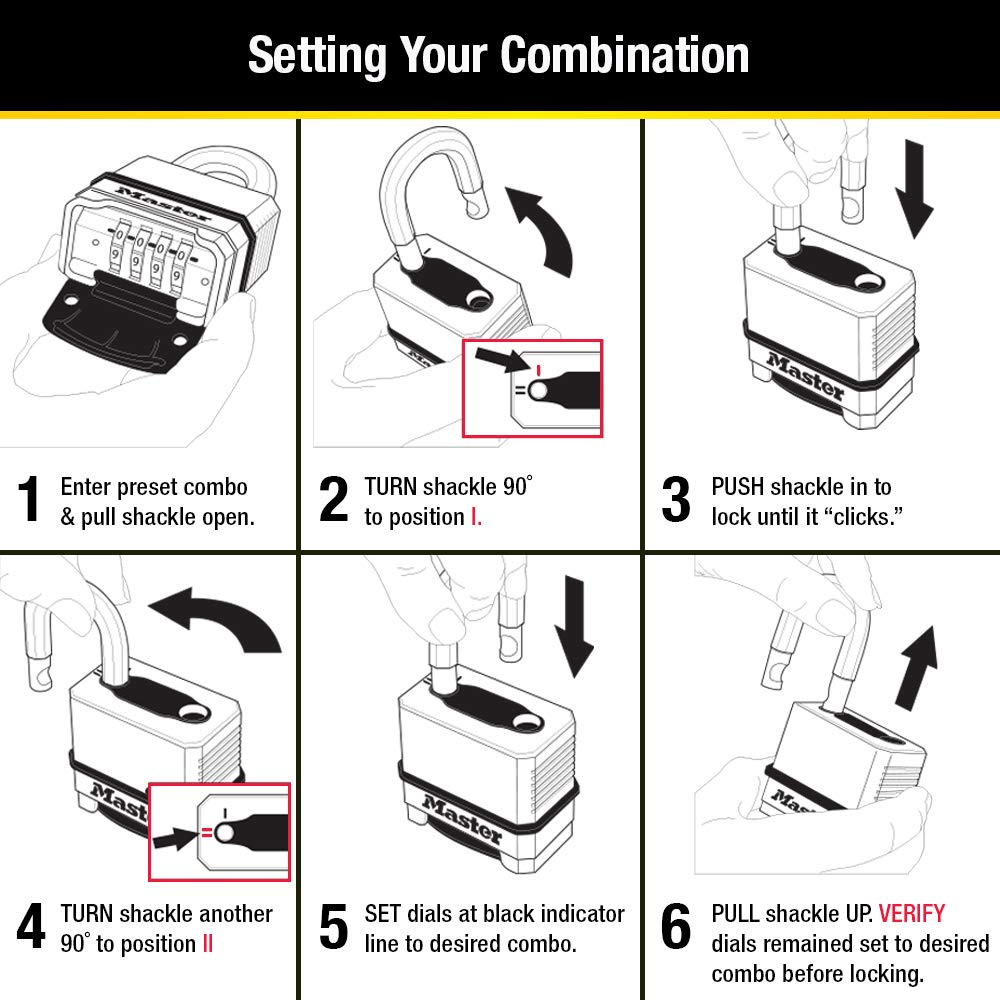 Master Lock Gold Outdoor Combination Padlock, M175LFEC2, 2 Pack