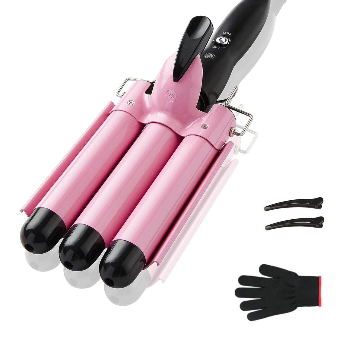 TOP4EVER 25 mm Ceramic 3 Barrel Curling Iron Hair Waver