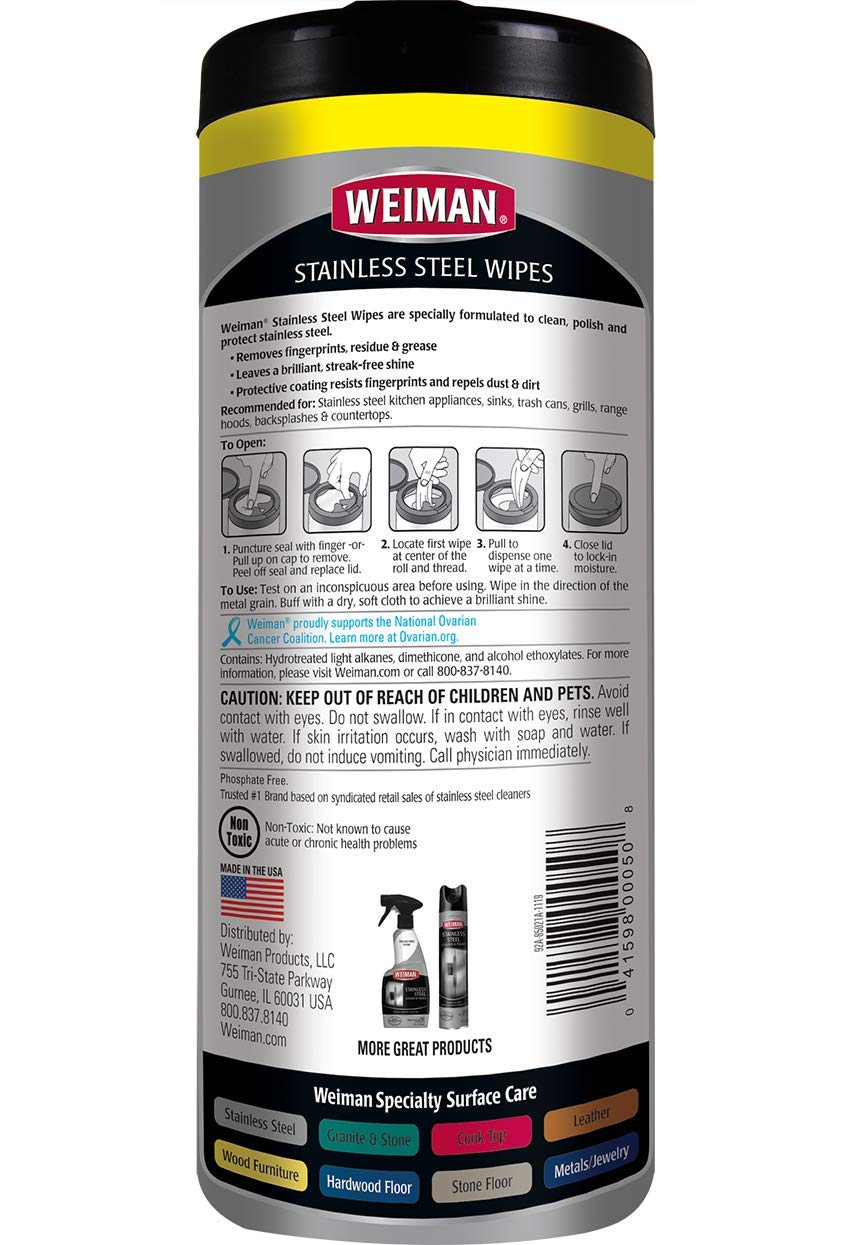 Weiman Stainless Steel Wipes, 30 ct, 2 Pack