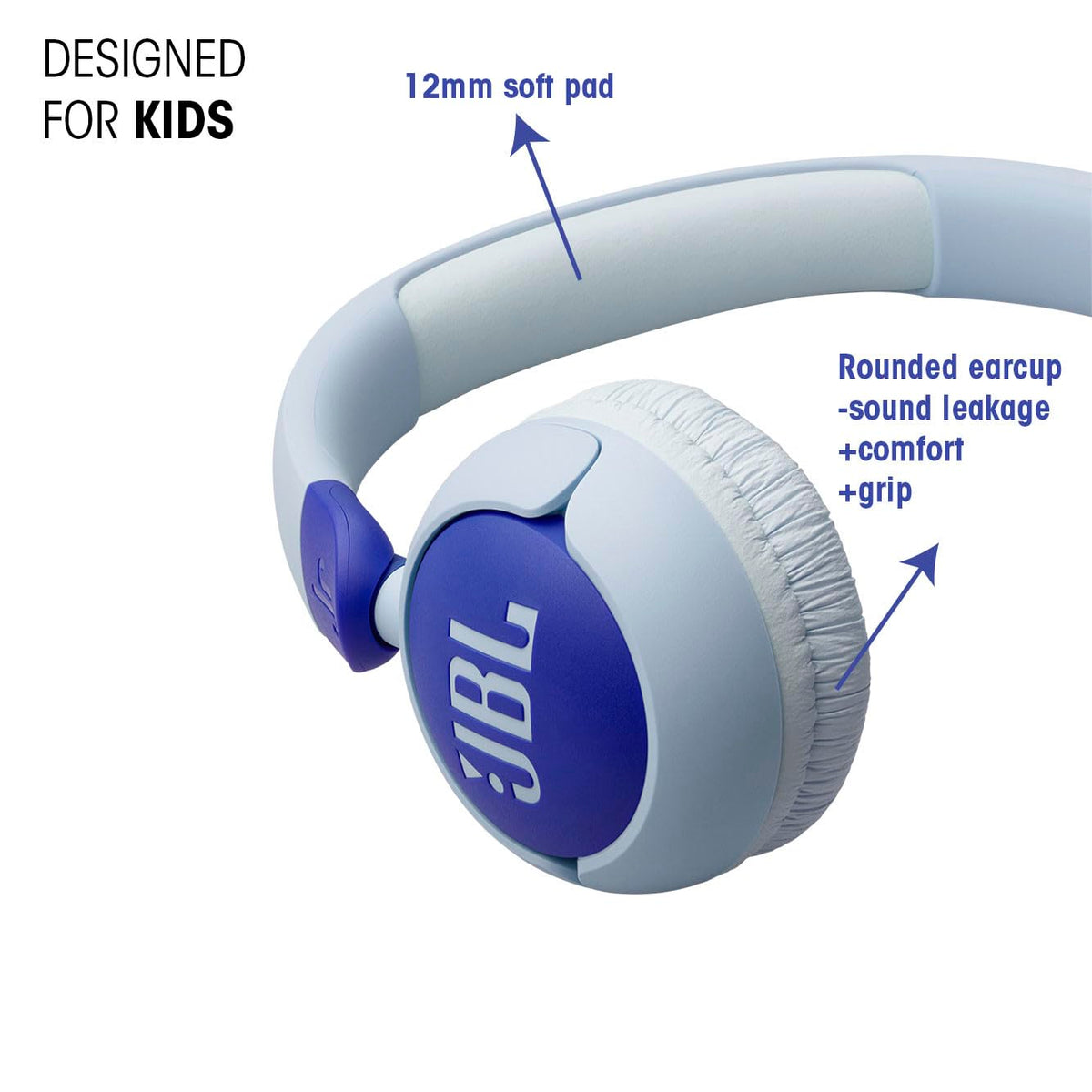 JBL Junior 320 Wired On-Ear Kids' Headphones, Blue