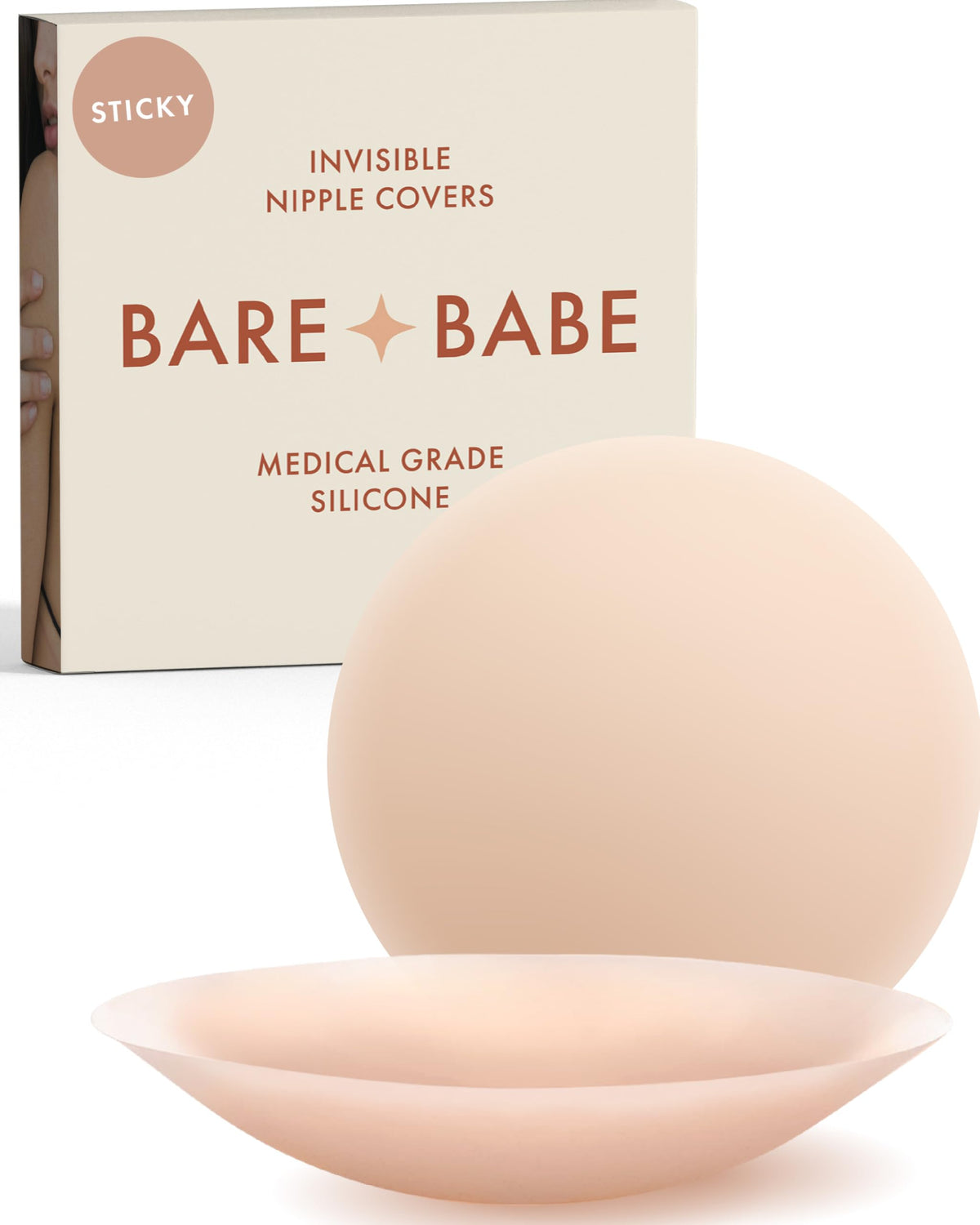 Bare Babe Reusable Silicone Nipple Covers, Crème, Small