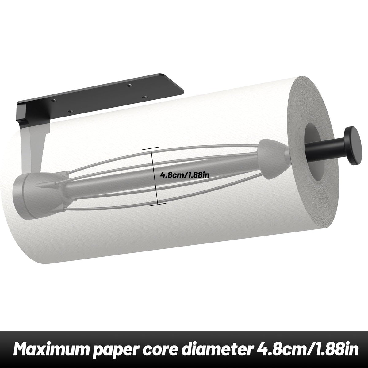 Vehhe Under Cabinet Paper Towel Holder with Ratchet System, Black