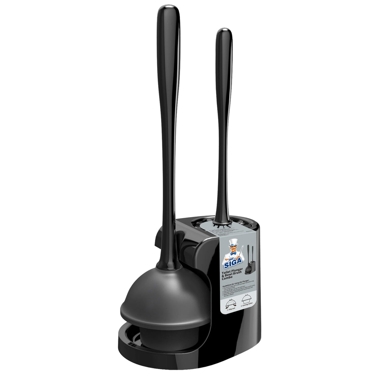 MR.SIGA Toilet Plunger and Bowl Brush Combo, Black, 1 Set