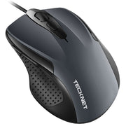 TECKNET USB Wired Mouse, 6-Button, 4 Adjustable DPI, 5FT Cord, Gray