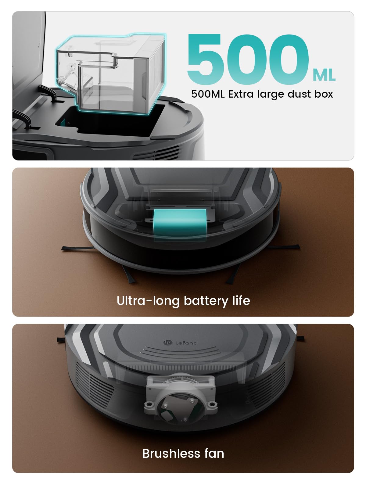 Lefant M210Pro Robot Vacuum Cleaner, 4000 Pa, 200 Min Runtime