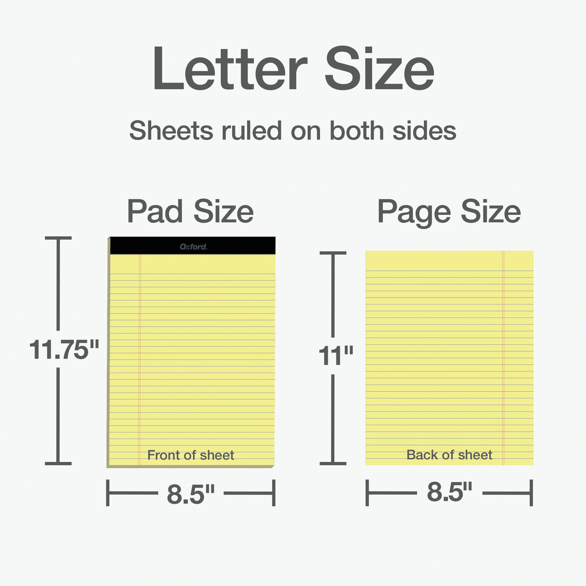 Oxford Legal Pads, 8.5 x 11 In, Wide Ruled, Yellow, 12-Pack