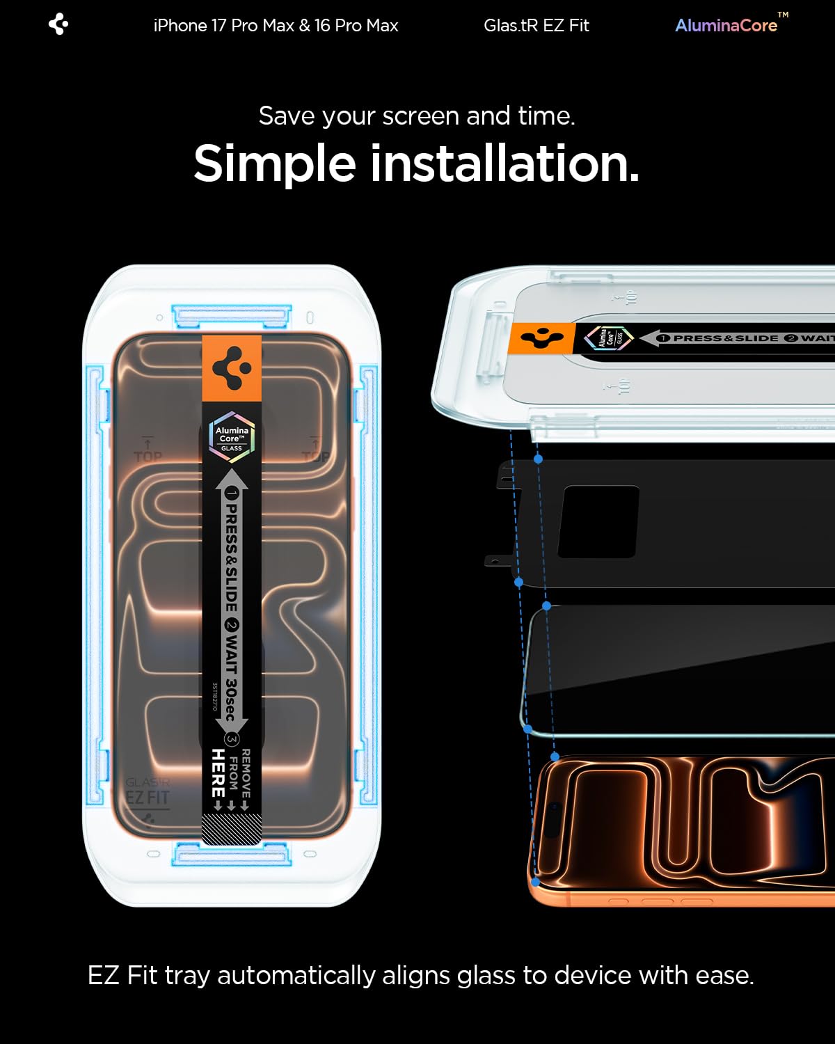 Spigen AluminaCore Screen Protector for iPhone 17 Pro Max, 2-Pack