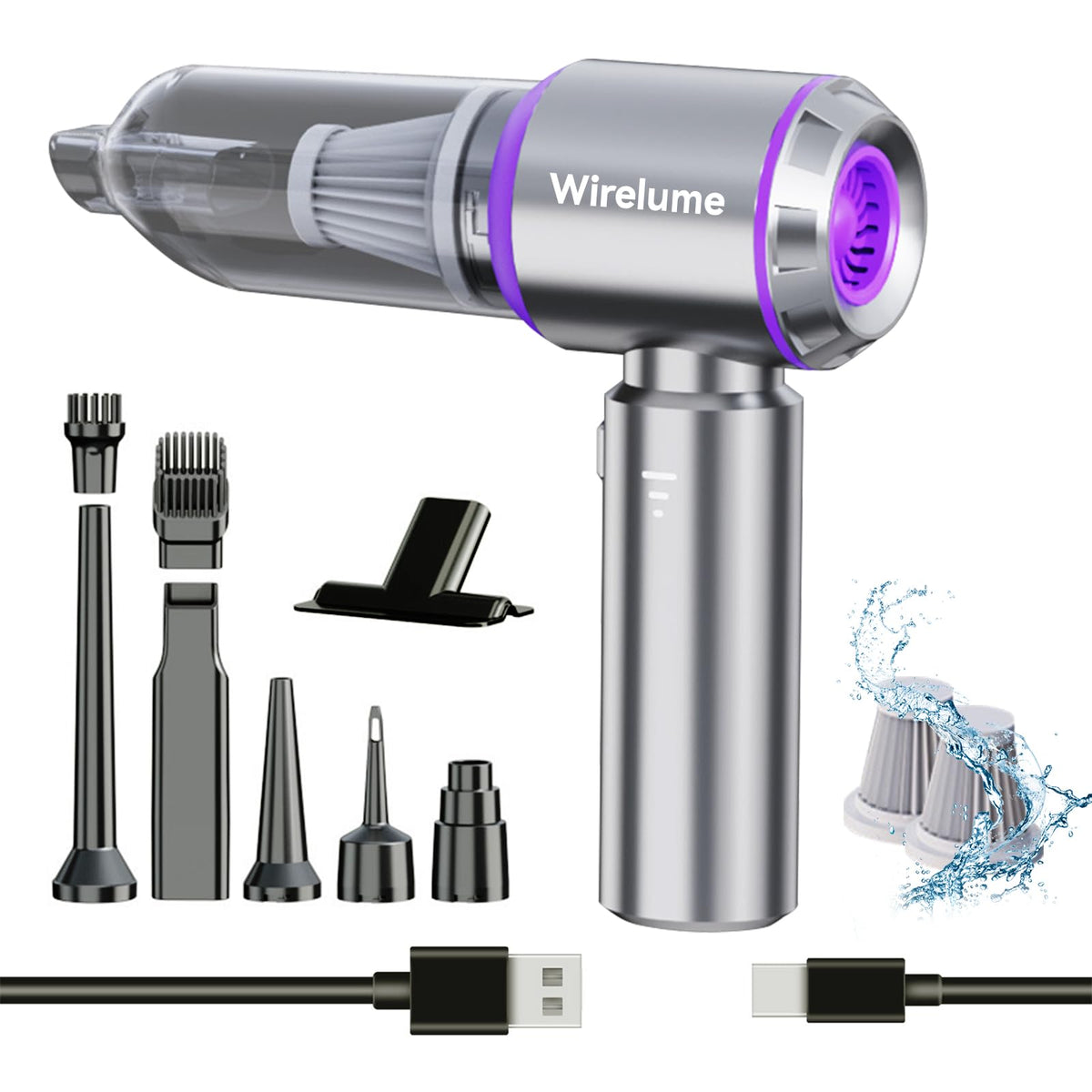 Cordless Handheld Car Vacuum Cleaner, 22000 Pa, Purple