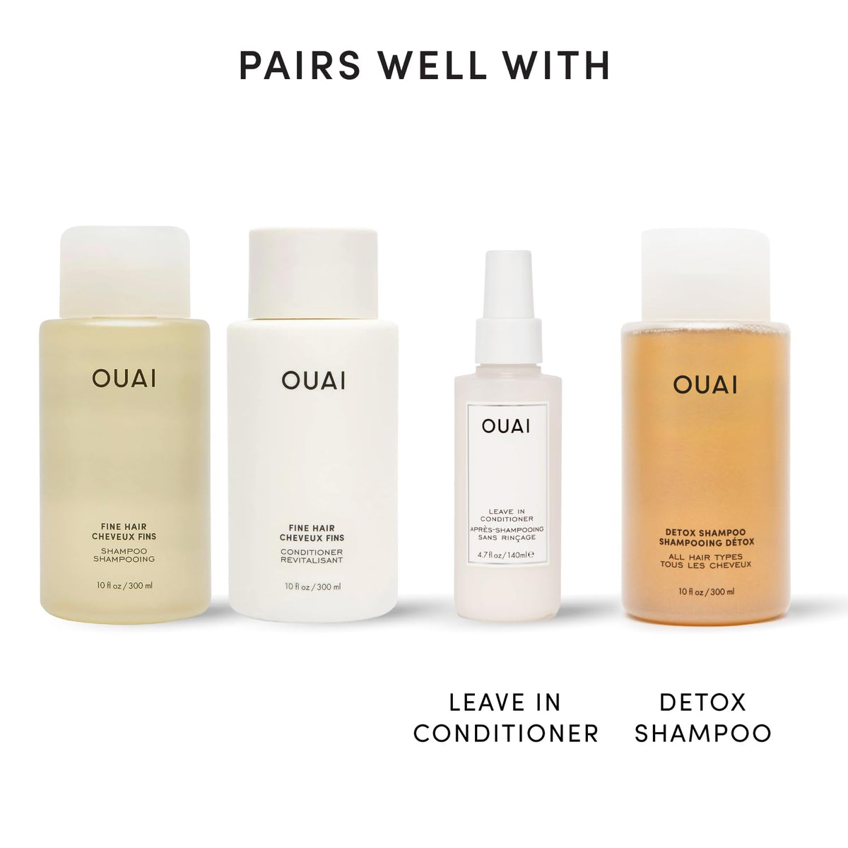 OUAI Fine Shampoo and Conditioner Set, 10 Fl Oz