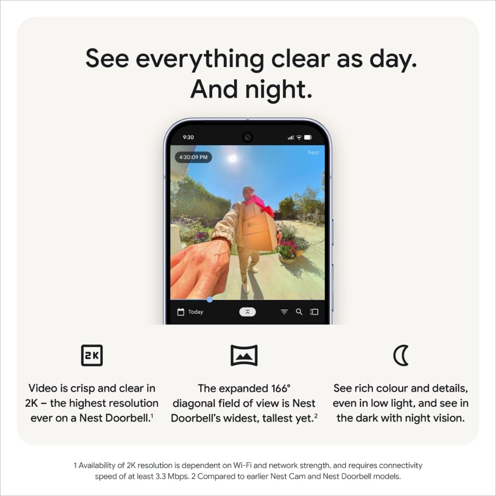 Google Nest Doorbell, Wired, 3rd Gen, Linen