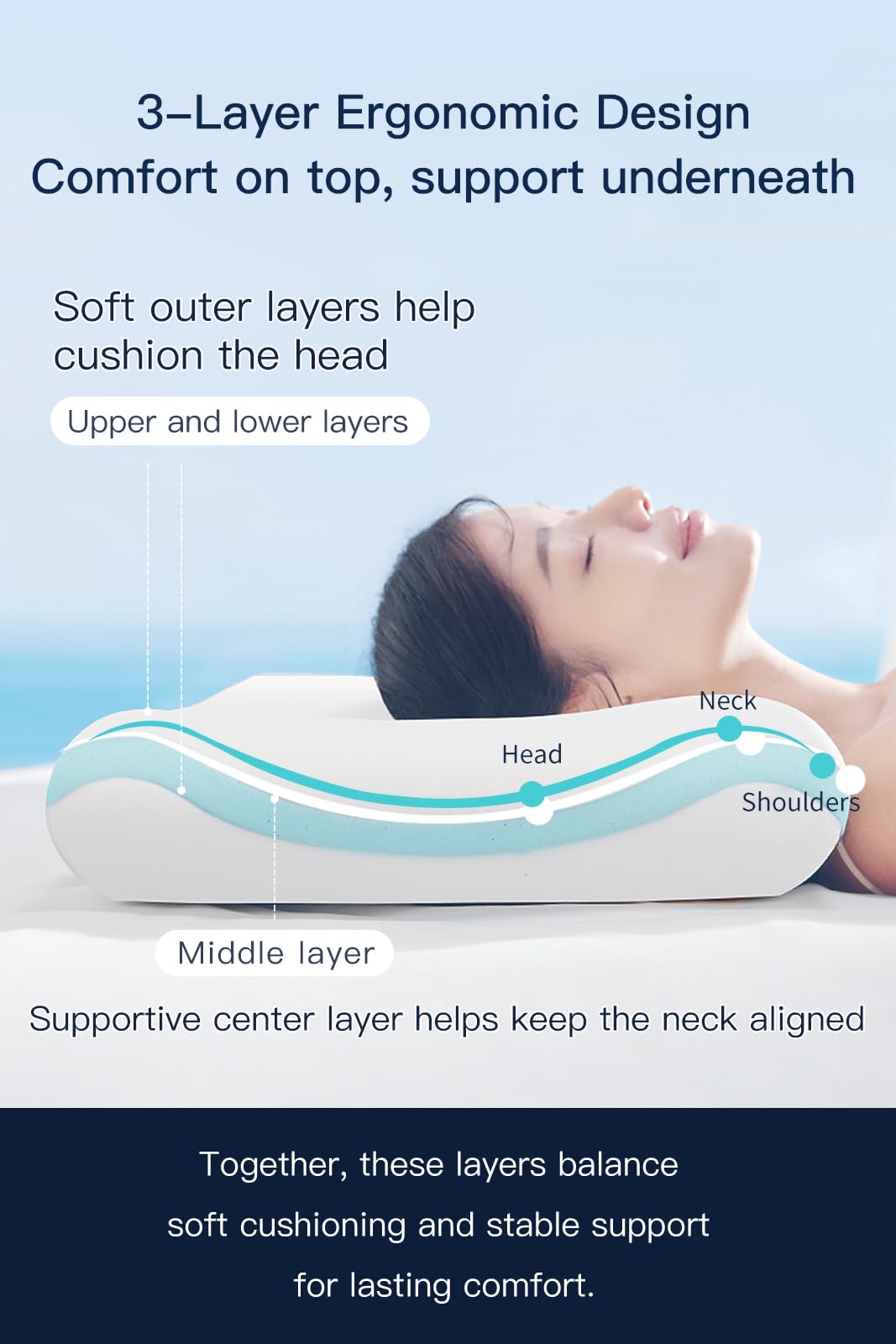 Hotel Collection Cooling Memory Foam Pillow, Queen, Blue Grey