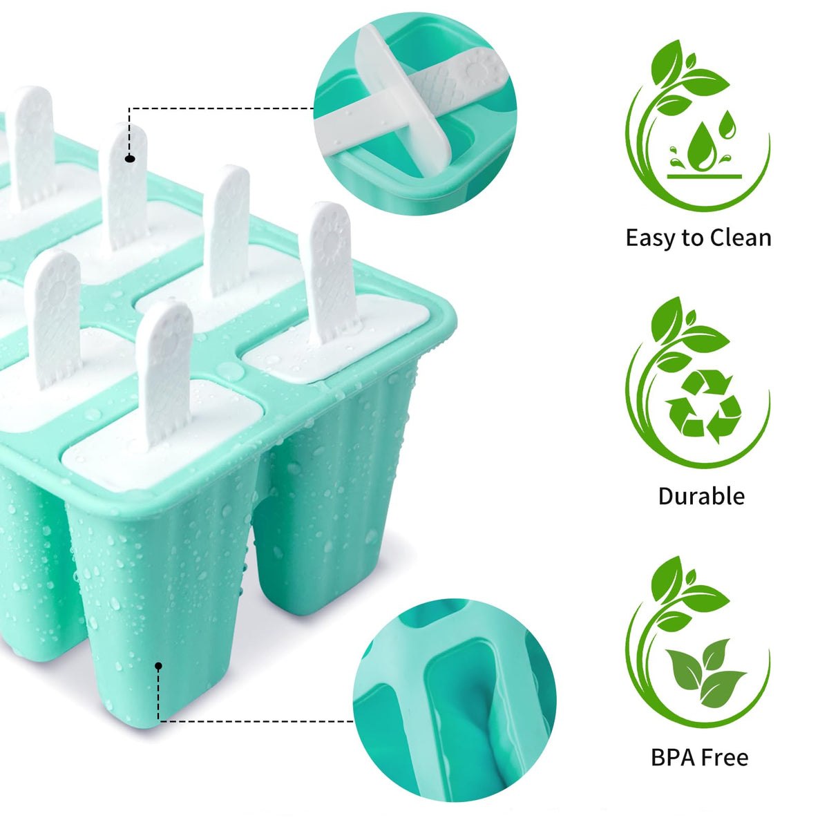 Silicone Popsicle Molds with Sticks, 10 Cells
