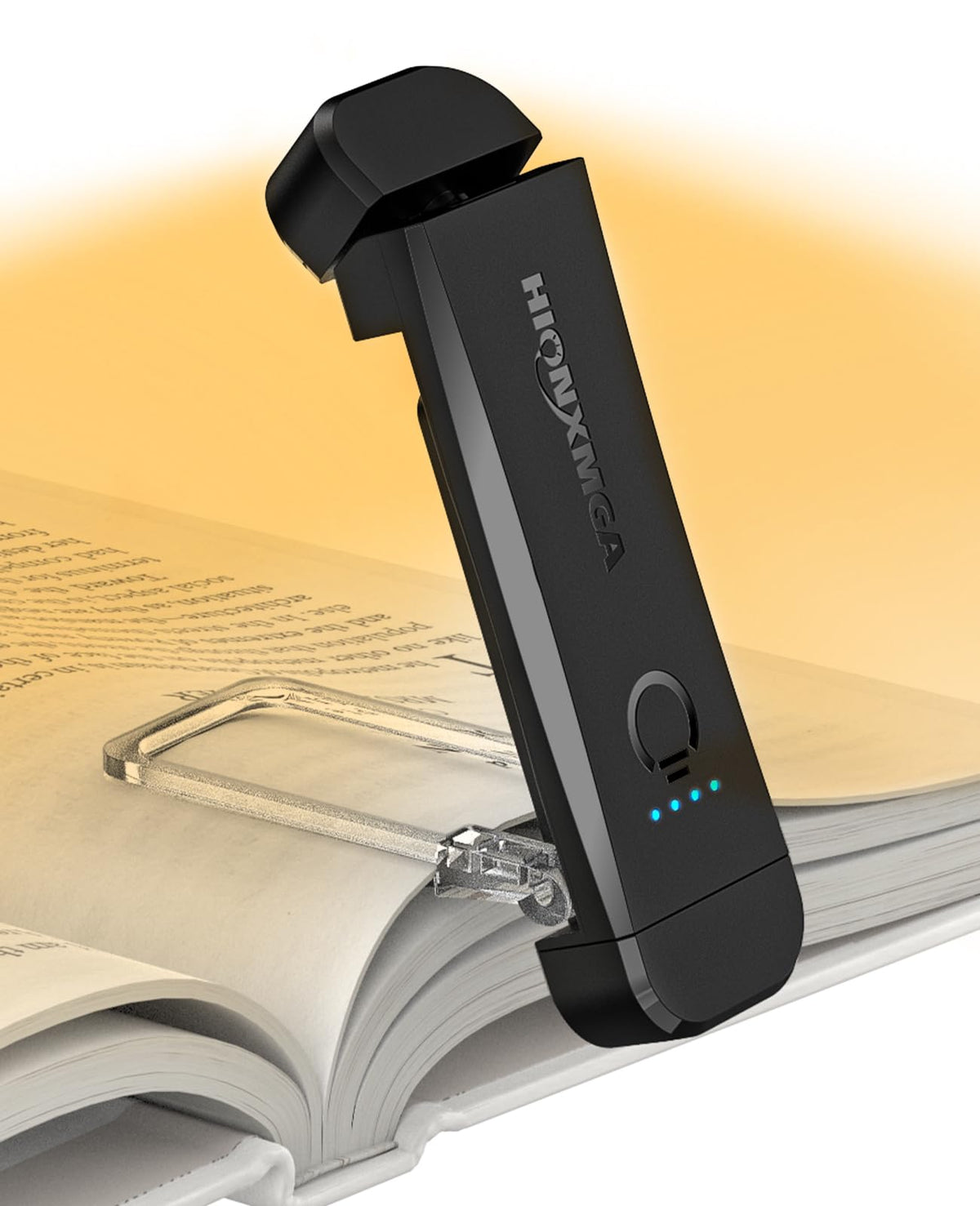 HIONXMGA Rechargeable LED Book Light, 3 Amber Colours, Black
