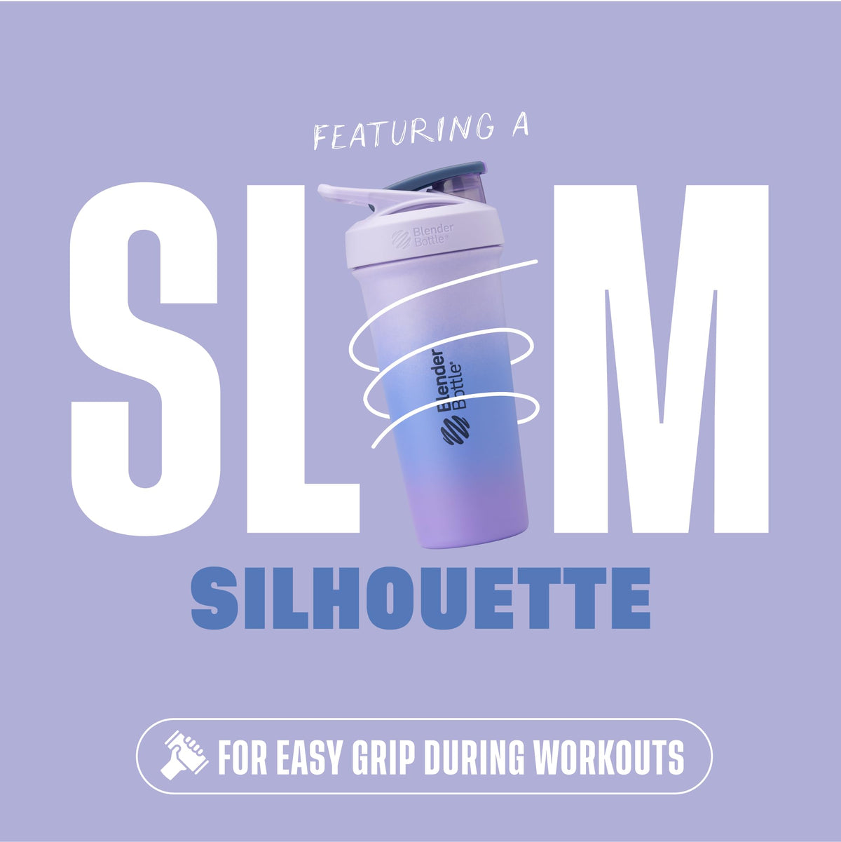 BlenderBottle Strada Sleek Insulated Bottle, 25 oz, Lavender Ombre