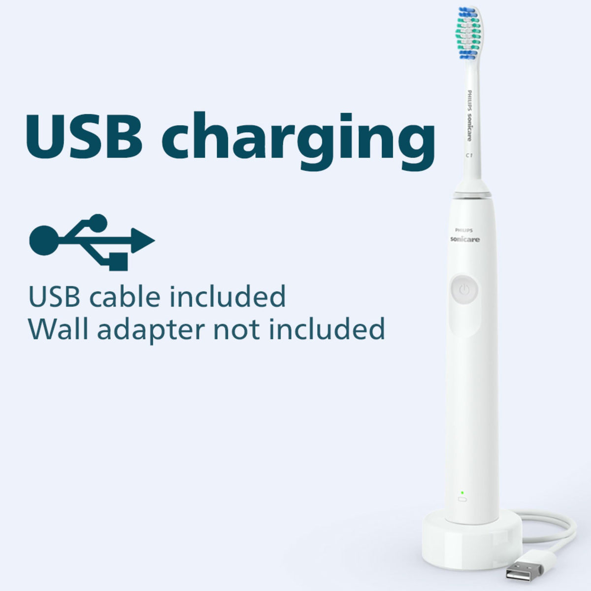 Philips Sonicare 1300 Rechargeable Electric Toothbrush, White, 2 Heads