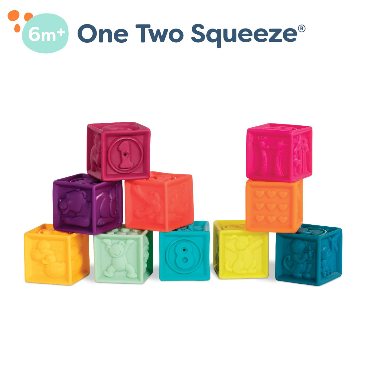 B. toys One Two Squeeze, 10 Soft Stacking Blocks