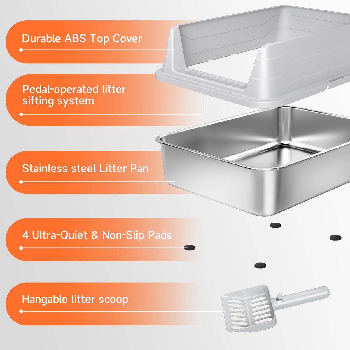Stainless Steel Cat Litter Box with High Sides