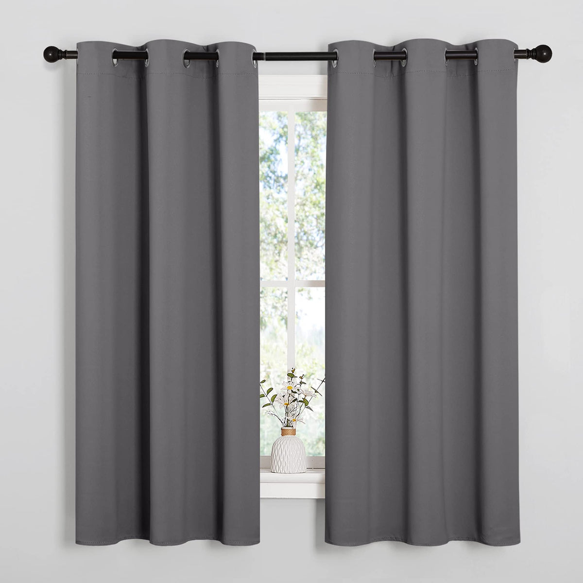 NICETOWN Thermal Blackout Grommet Curtains, 2 Panels, 42 x 63 in, Grey