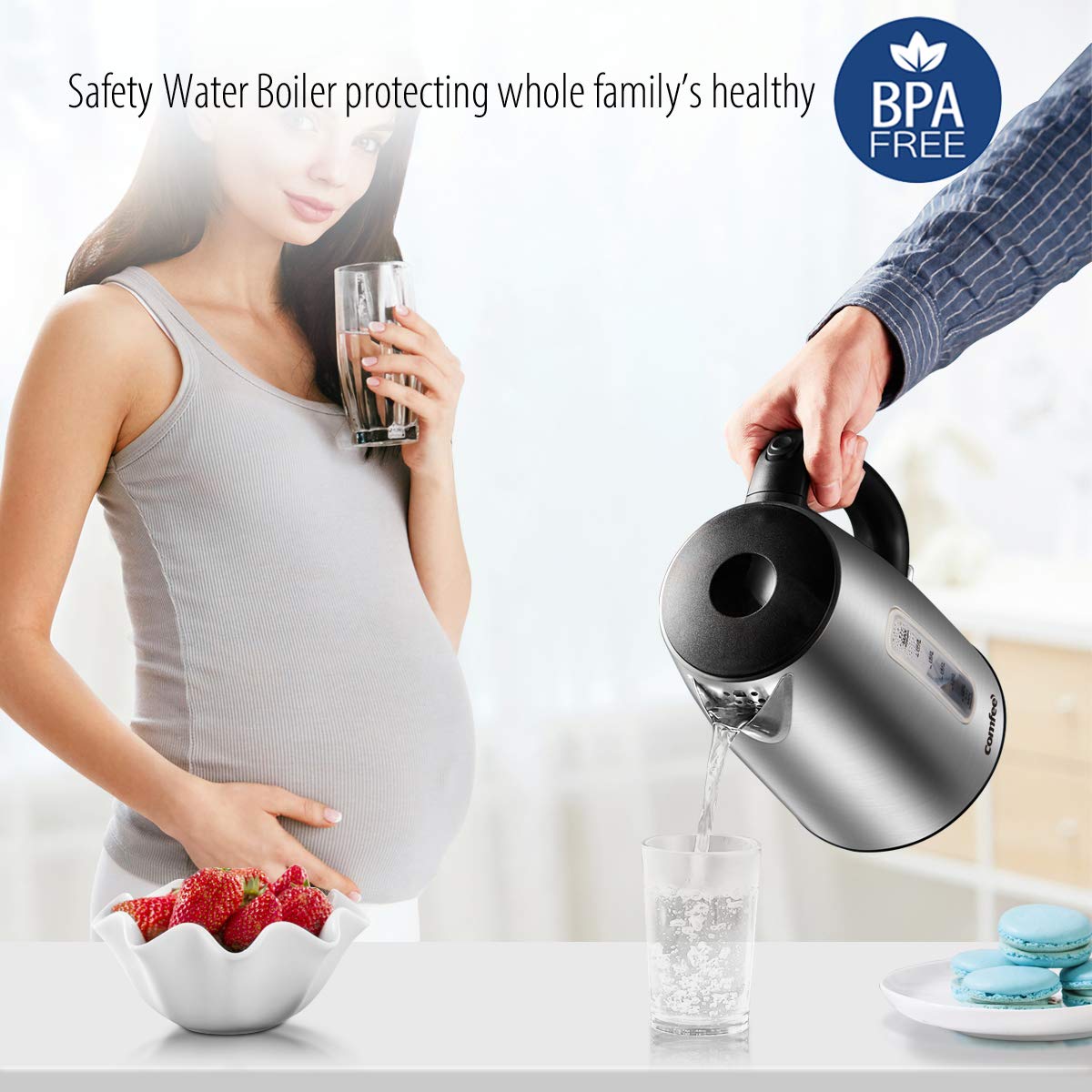 COMFEE' Stainless Steel Electric Kettle, 1.7 L