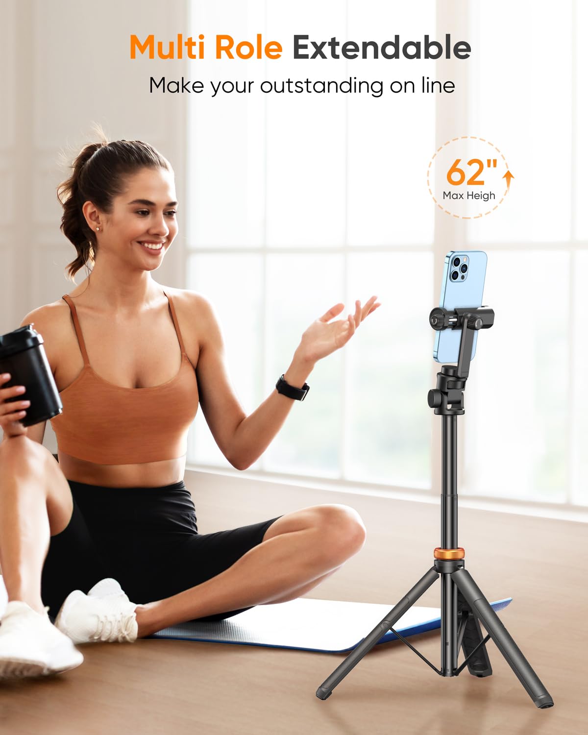 Eucos 62 Inch Phone Tripod with Remote and Selfie Stick