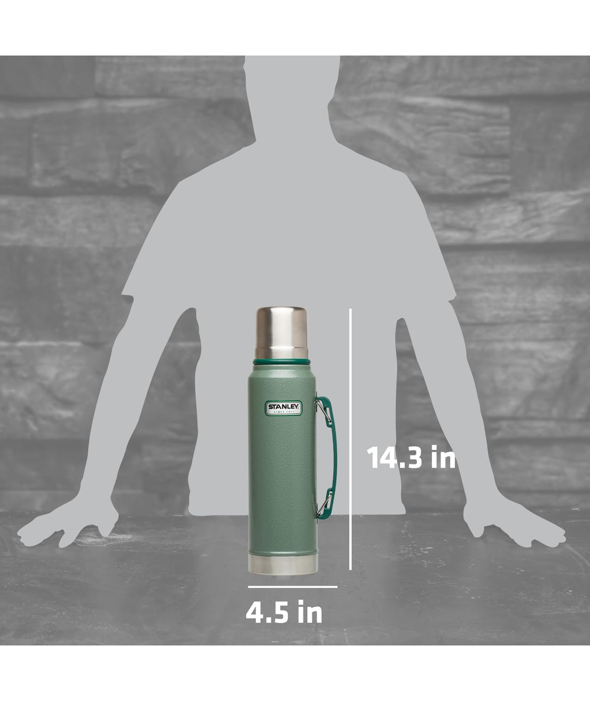 Stanley Heritage Classic Vacuum Bottle, 1.1 qt, Hammertone Green