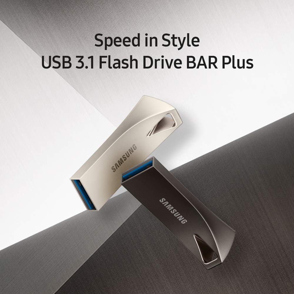 Samsung BAR Plus 128GB USB 3.1 Flash Drive, Titan Gray, MUF-128BE4/AM