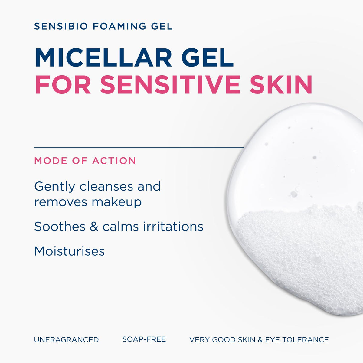Bioderma Sensibio Foaming Gel Gentle Face Cleanser, 16.9 Fl Oz