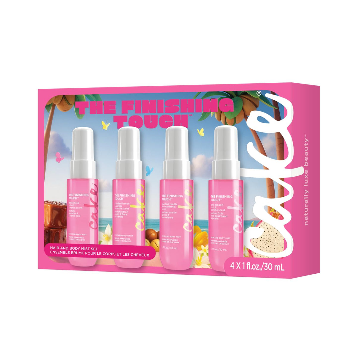Cake Beauty Hair and Body Mist Travel Gift Set, 4 x 30 mL