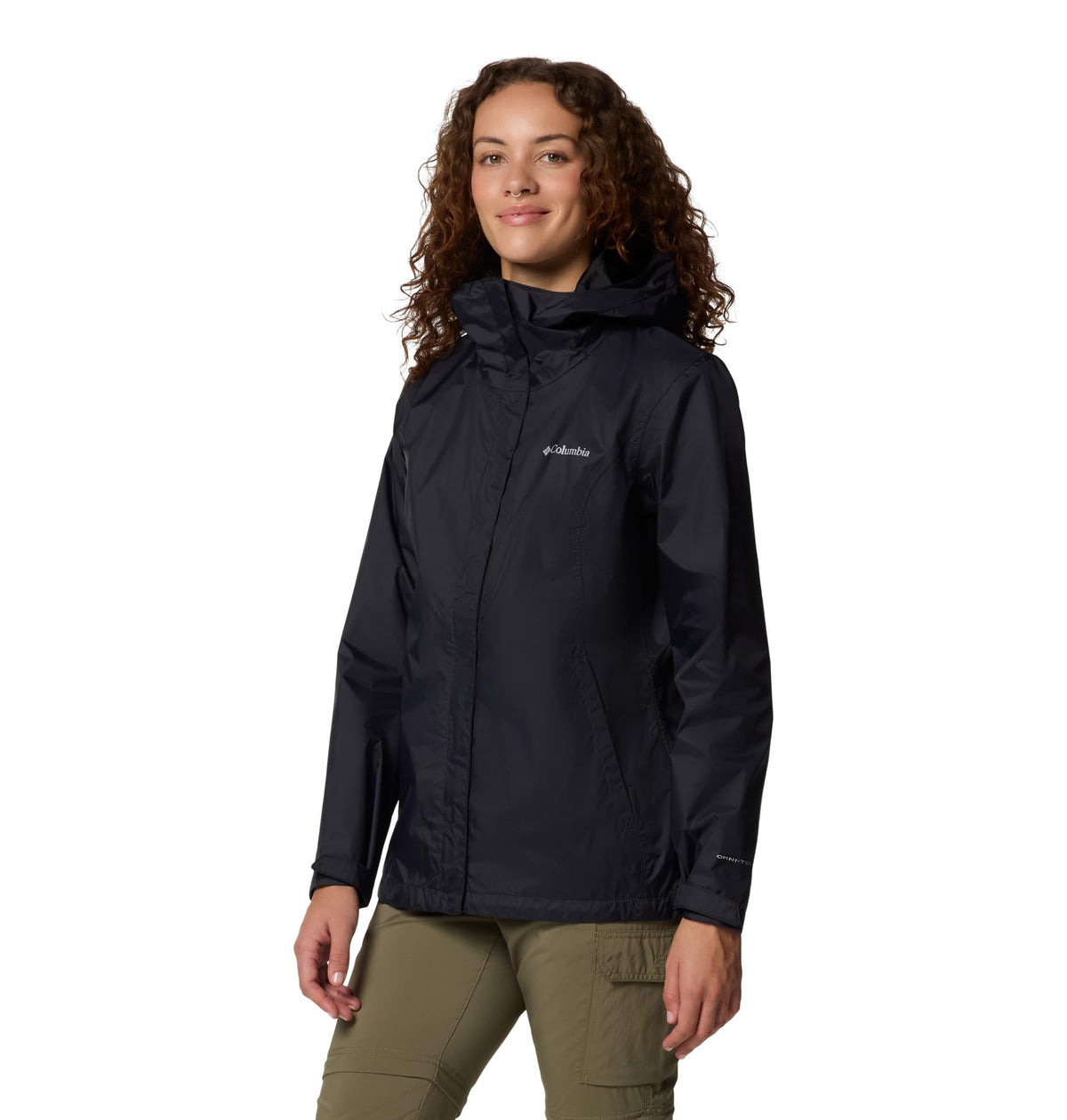 Columbia Women's Arcadia II Waterproof Rain Jacket, Black, Small