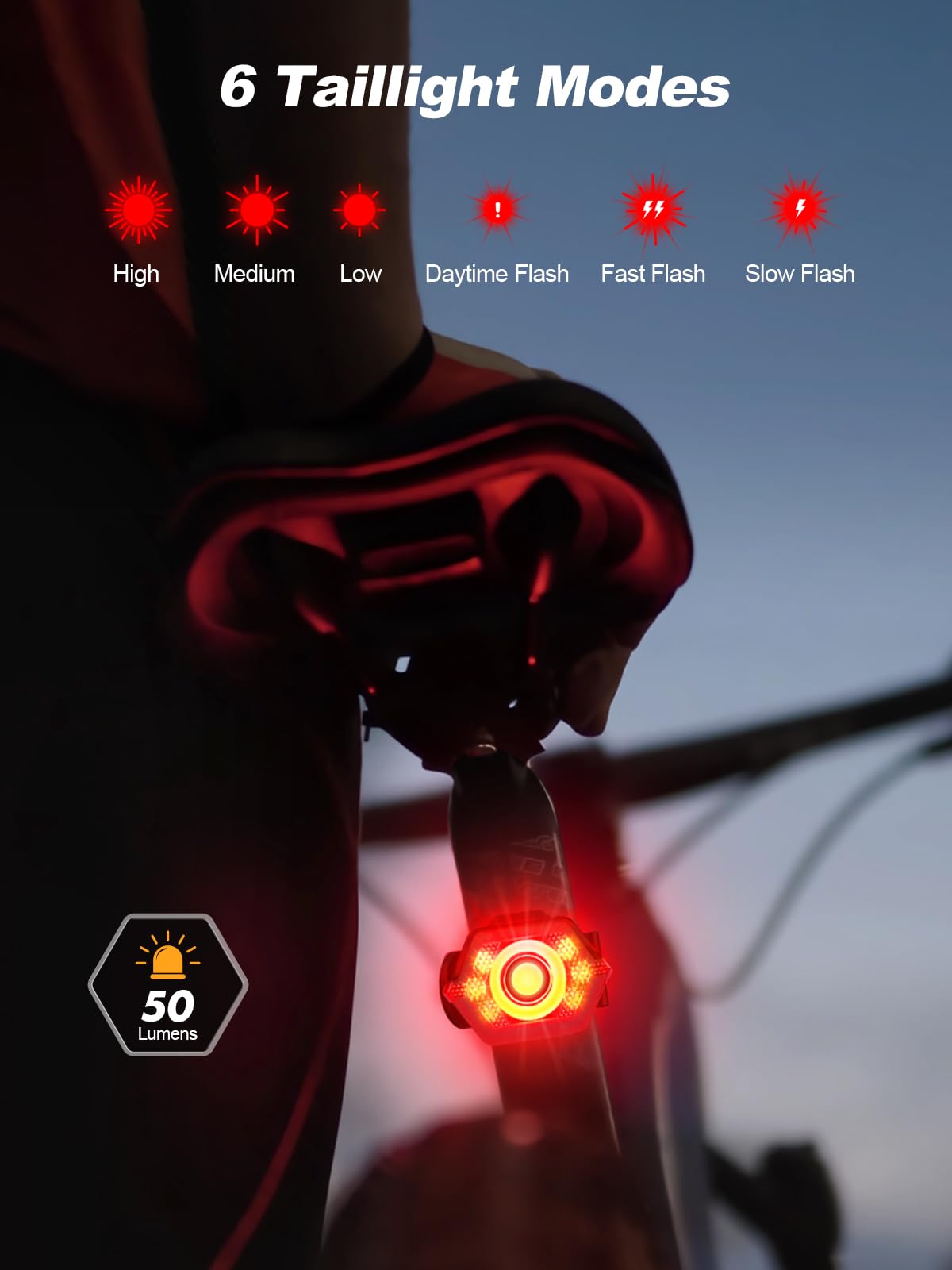 Oldowl Rechargeable Bike Lights, Front and Back, IP65