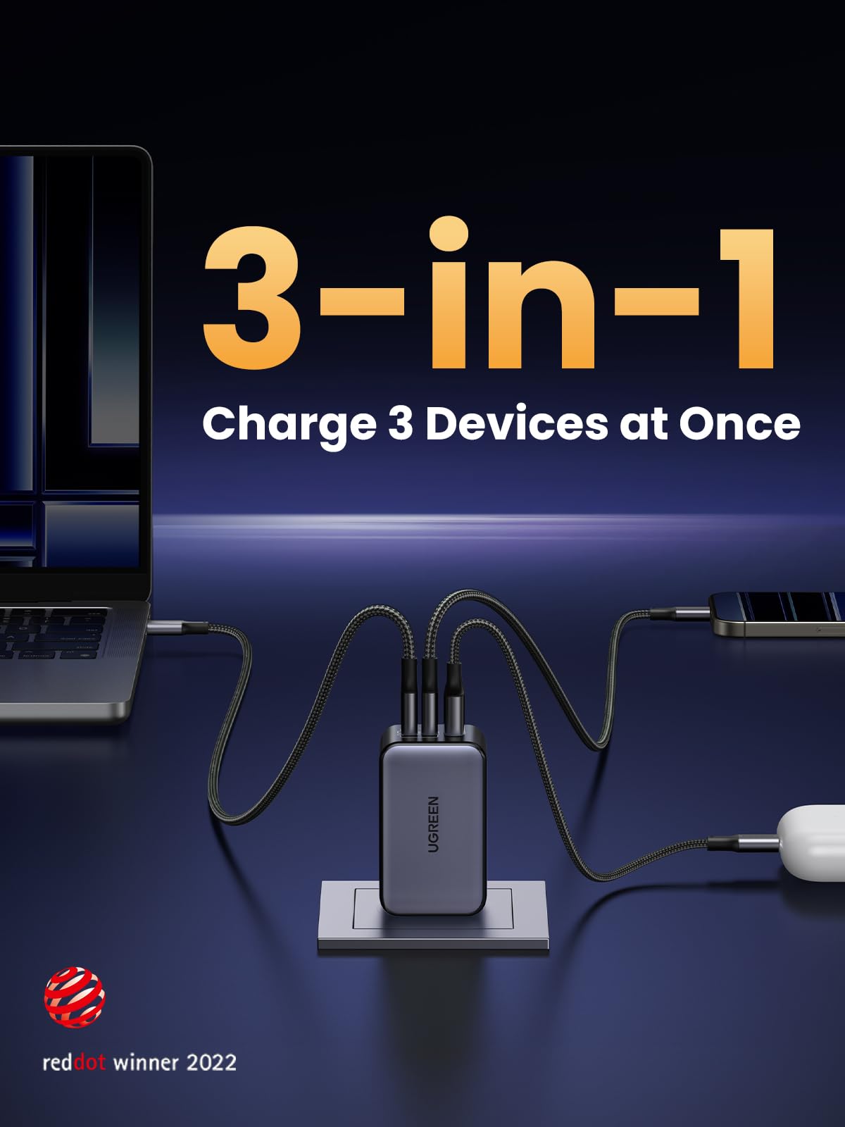 UGREEN Nexode 65W USB-C Charger, 3-Port