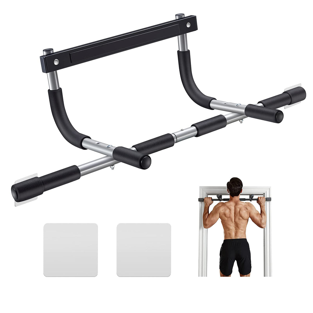 Ally Peaks Heavy-Duty Doorway Pull-Up Bar, Silver