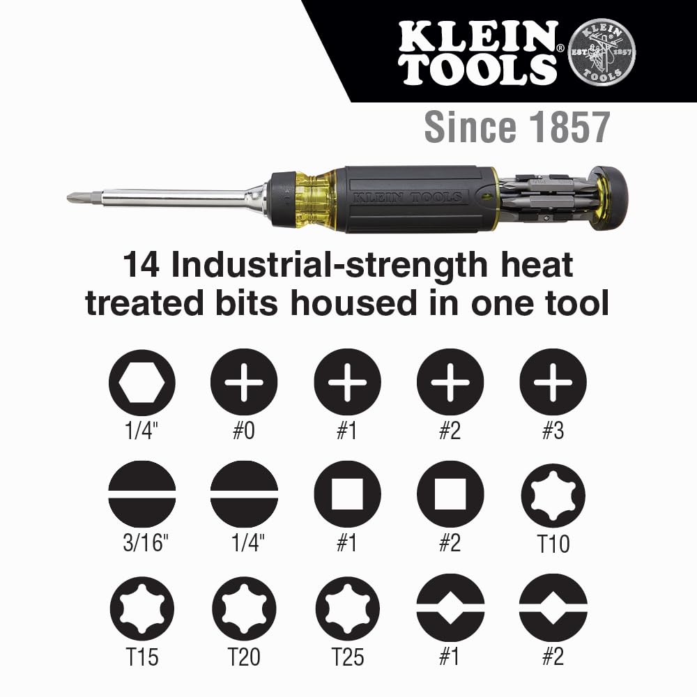 Klein Tools 32305 Multi-Bit Ratcheting Screwdriver, 15-in-1