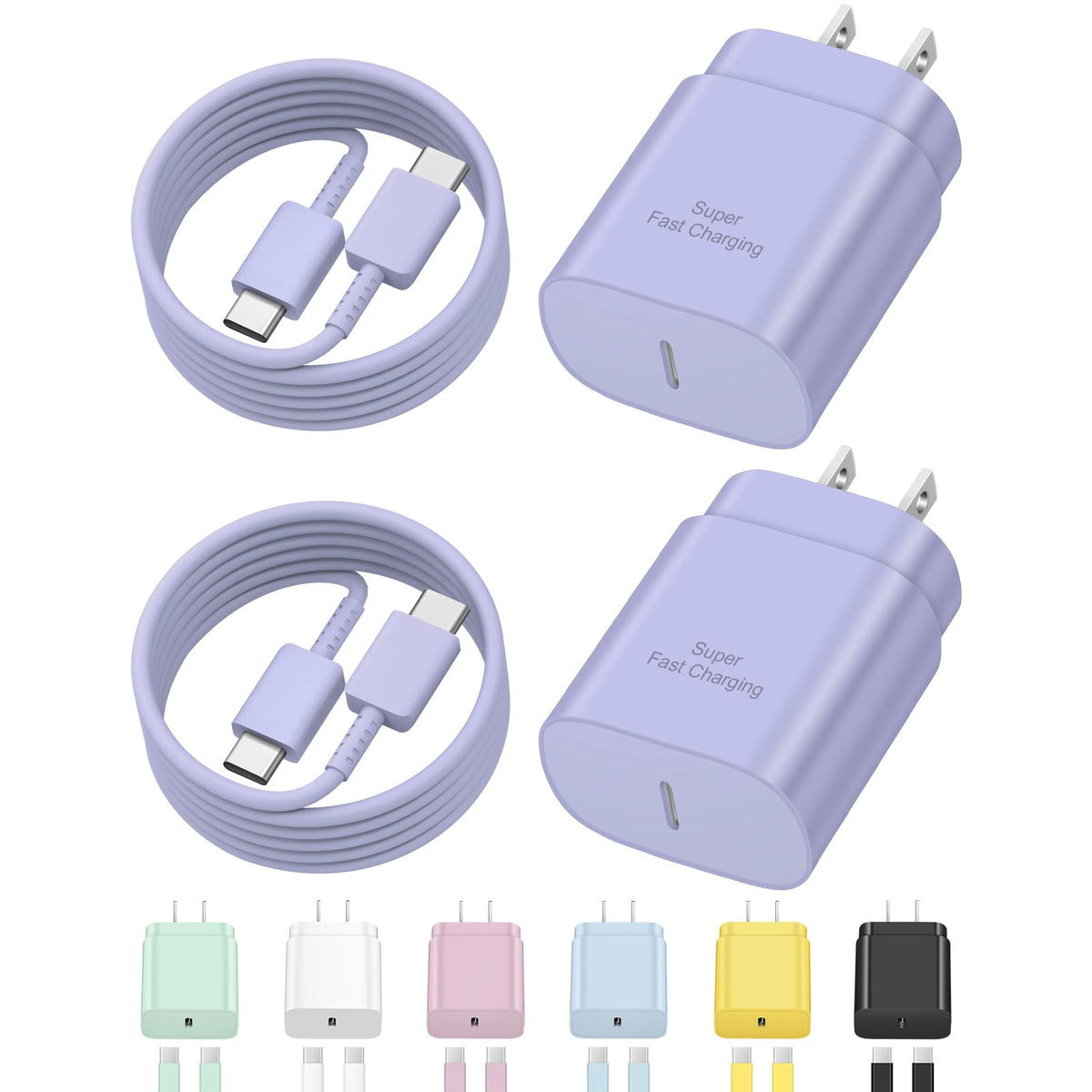 Coreykin 25W PD USB C Fast Charger with 6ft Cable, 2 Pack