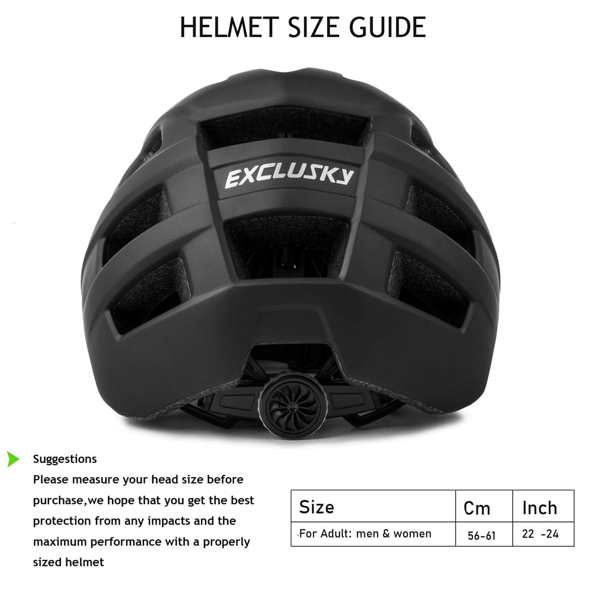 Exclusky Adjustable Mountain Bike Helmet, 56-61 cm