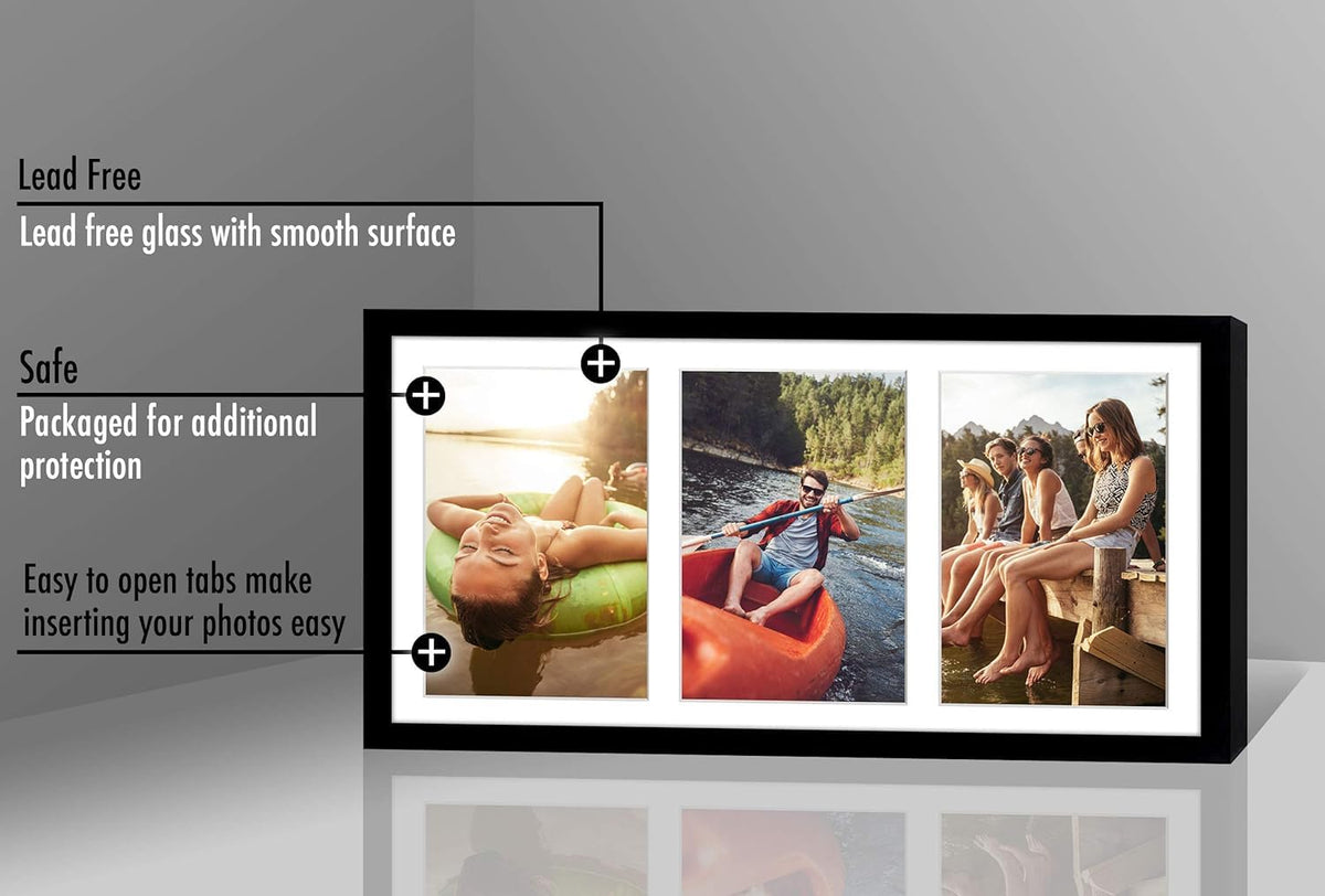 Americanflat 5x7 Collage Picture Frame, Three Photos, Black