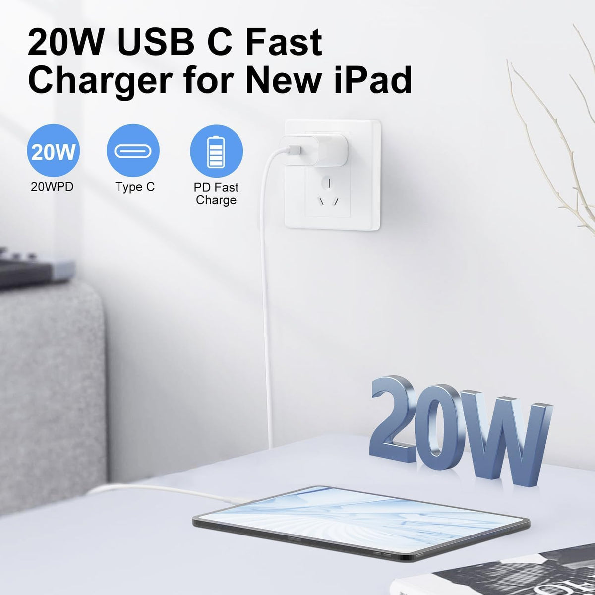 Apple 20W USB C Charger and Type C to C Cable, 6ft