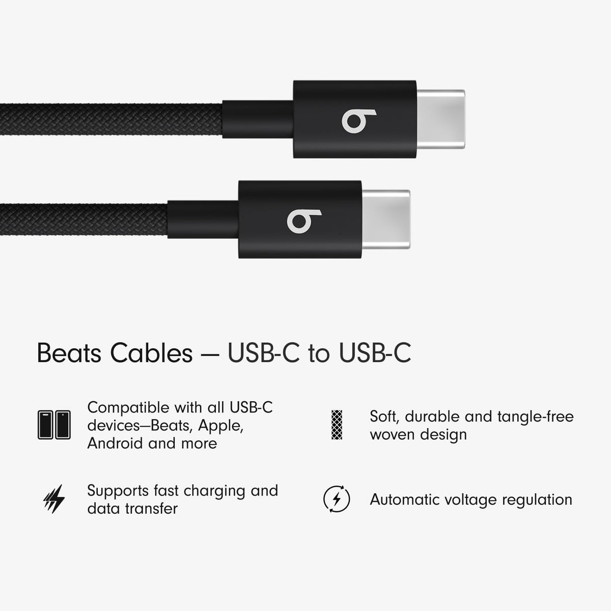 Beats USB-C to USB-C Woven Cable, 1.5 m, Bolt Black