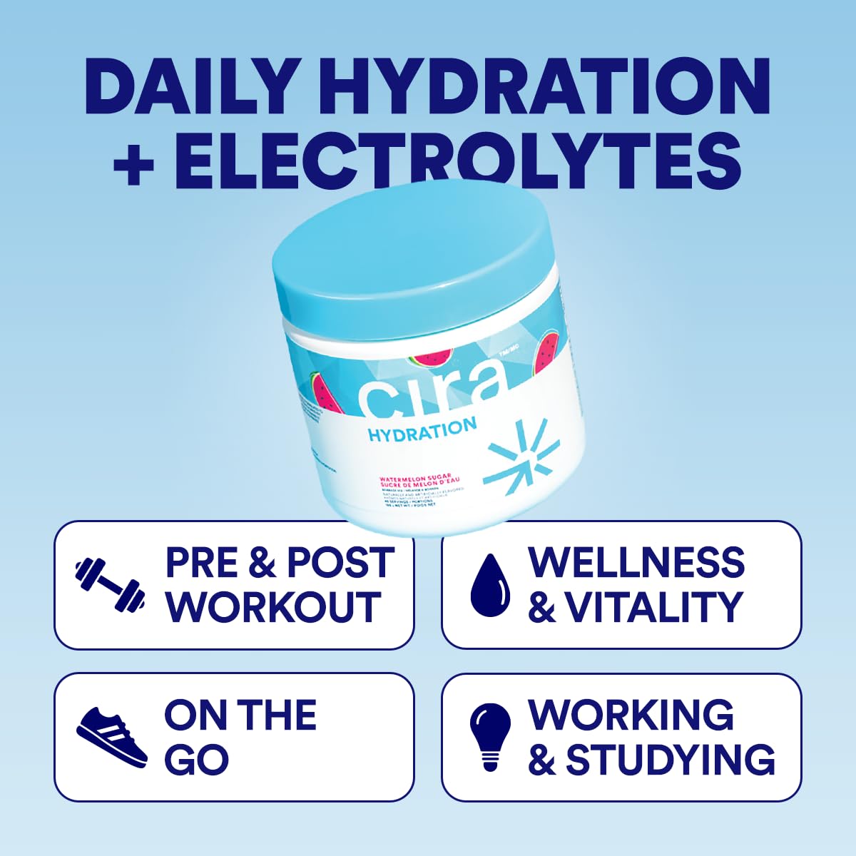 Cira Hydration Electrolyte Powder, Watermelon Sugar, 45 Servings