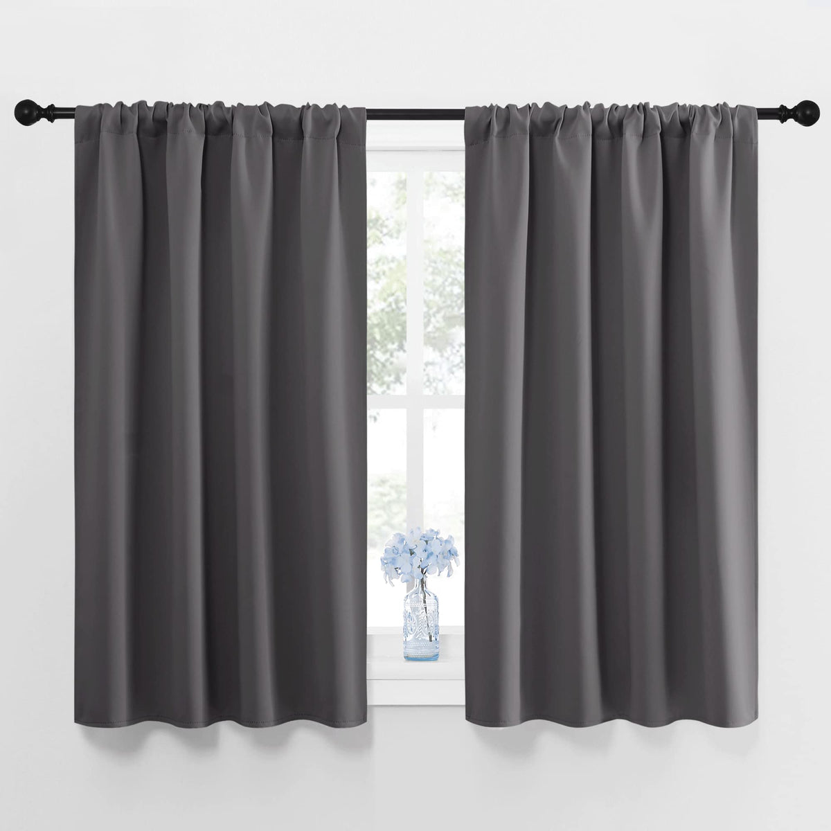 NICETOWN Blackout Kitchen Curtains, W42 x L45, Grey