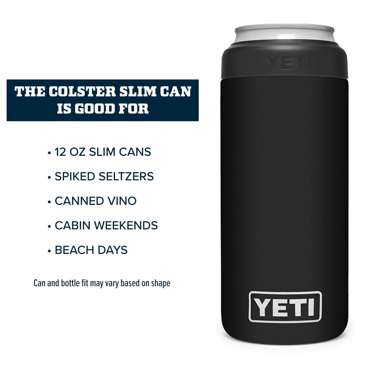 YETI Rambler Colster Slim Can Insulator, 12 oz, Black