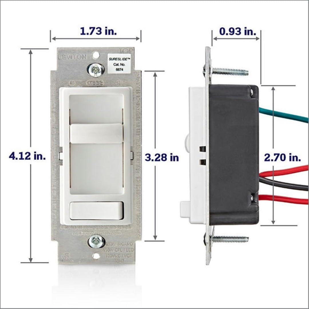 Leviton SureSlide Dimmer Switch, White (2 Pack) (6674-2PK)