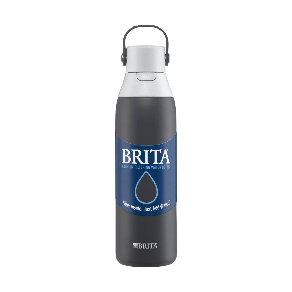 Brita Insulated Stainless Steel Filtering Water Bottle, 20 oz, Carbon