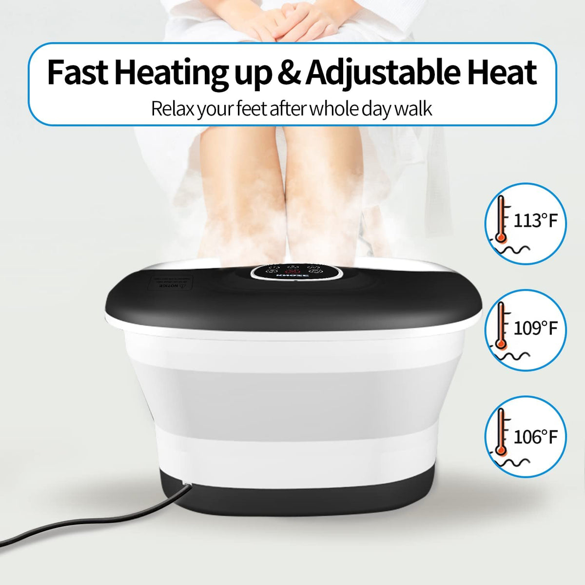 Collapsible Foot Spa Bath with Heat, Bubbles and Remote Control