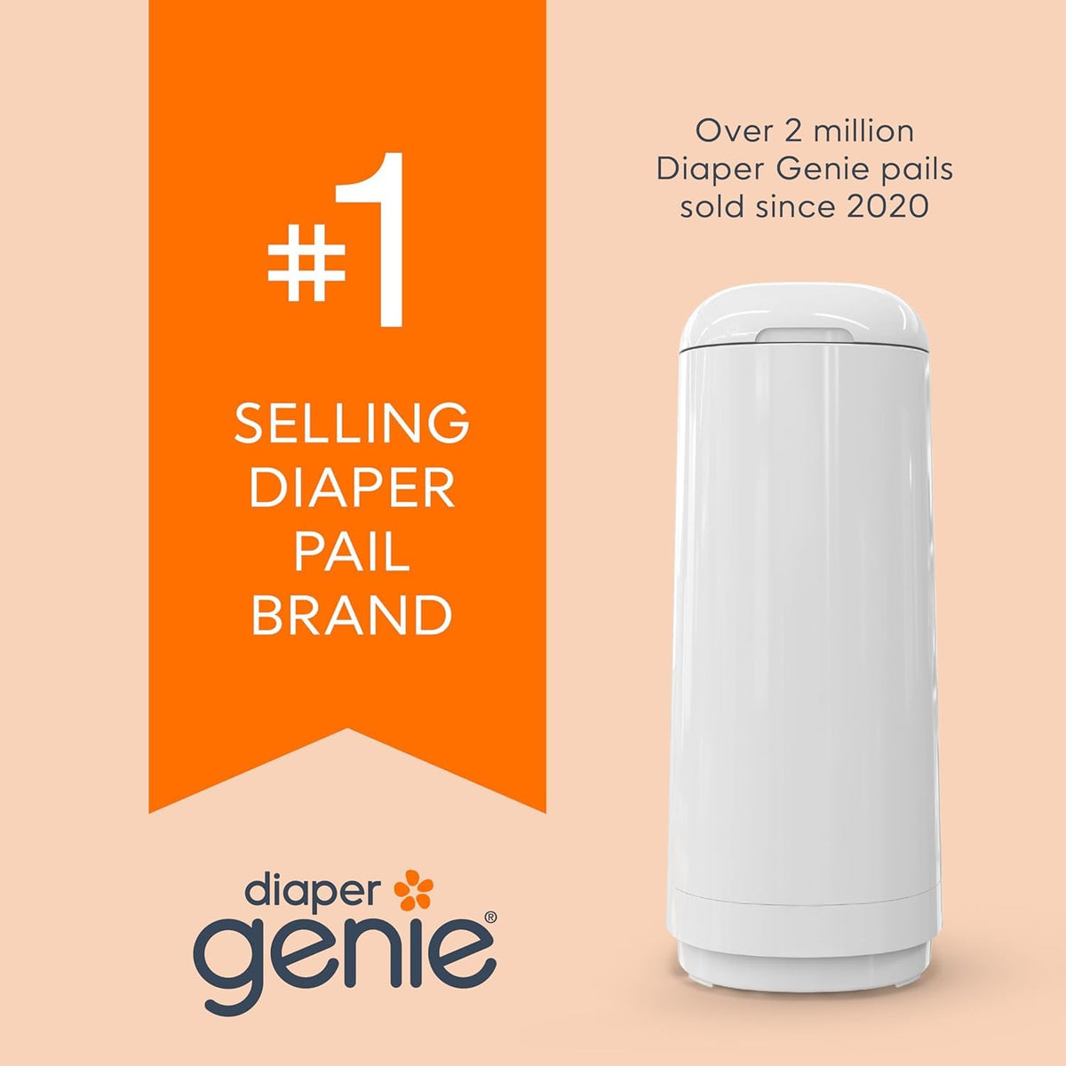 Diaper Genie Essence Pail, White, with 18 Refill Bags