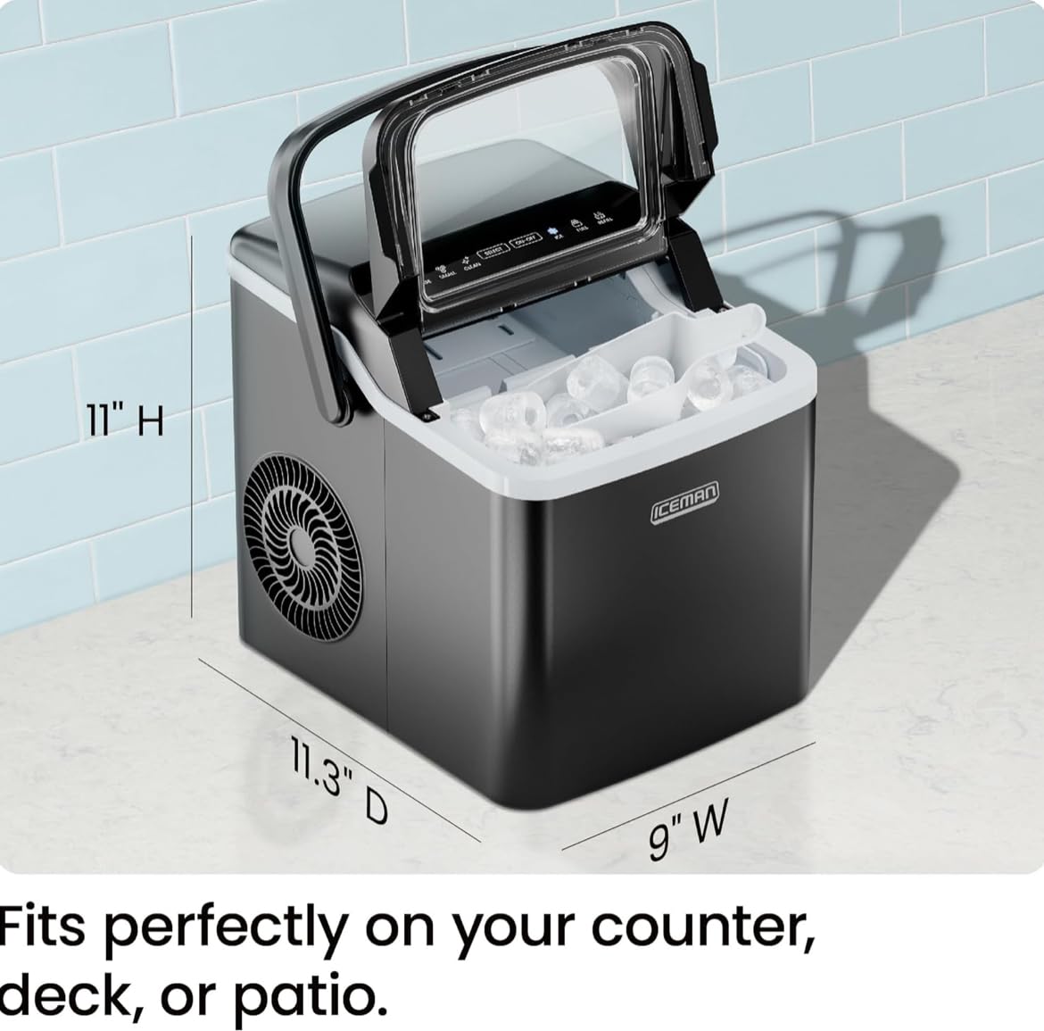 Iceman Dual-Size Countertop Ice Maker, Self-Cleaning, 22 lb/24 hr