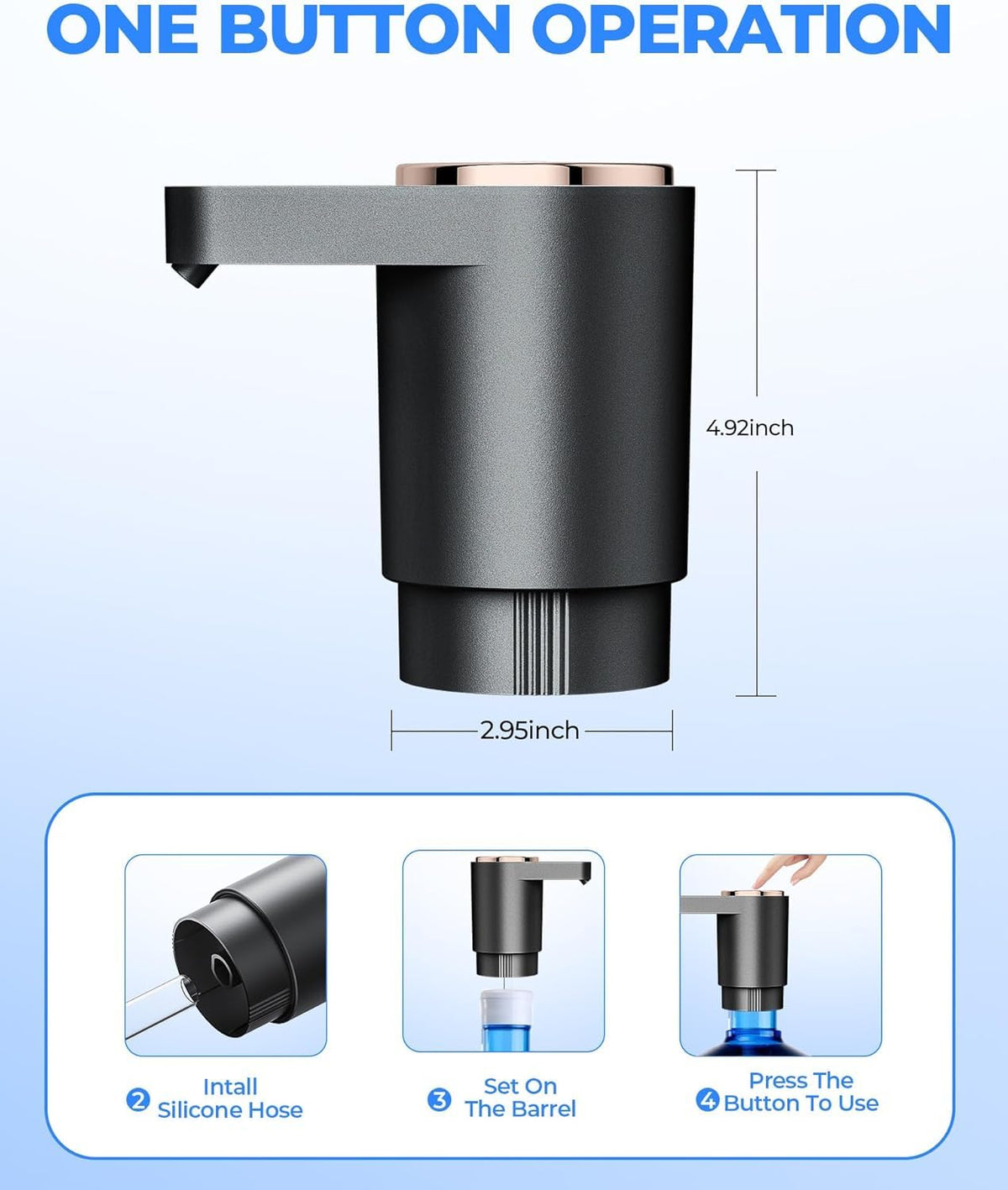 LADFAR USB Rechargeable Water Jug Pump for 2-5 Gallon Bottles