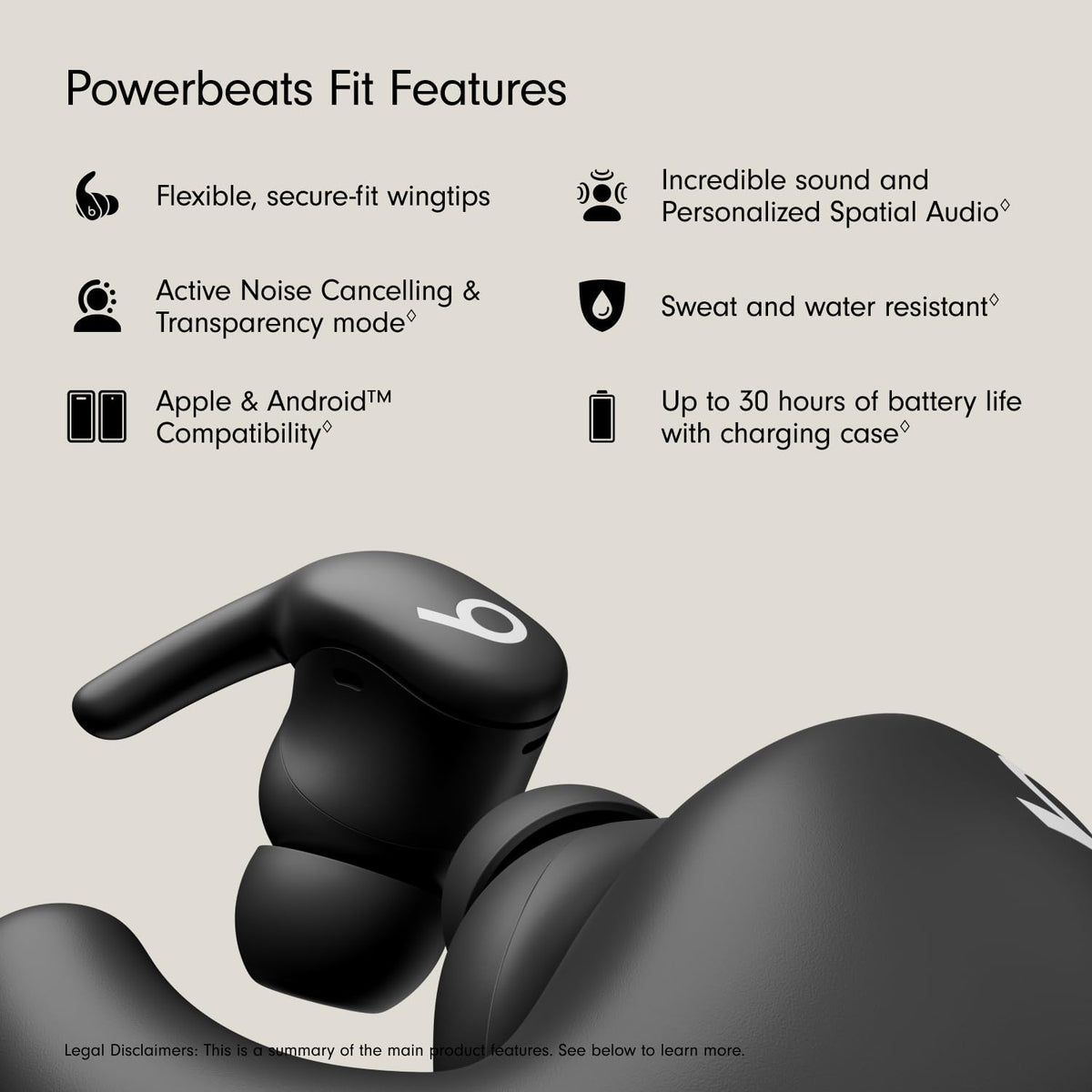 Beats Powerbeats Fit Wireless Noise-Cancelling Earbuds, Jet Black